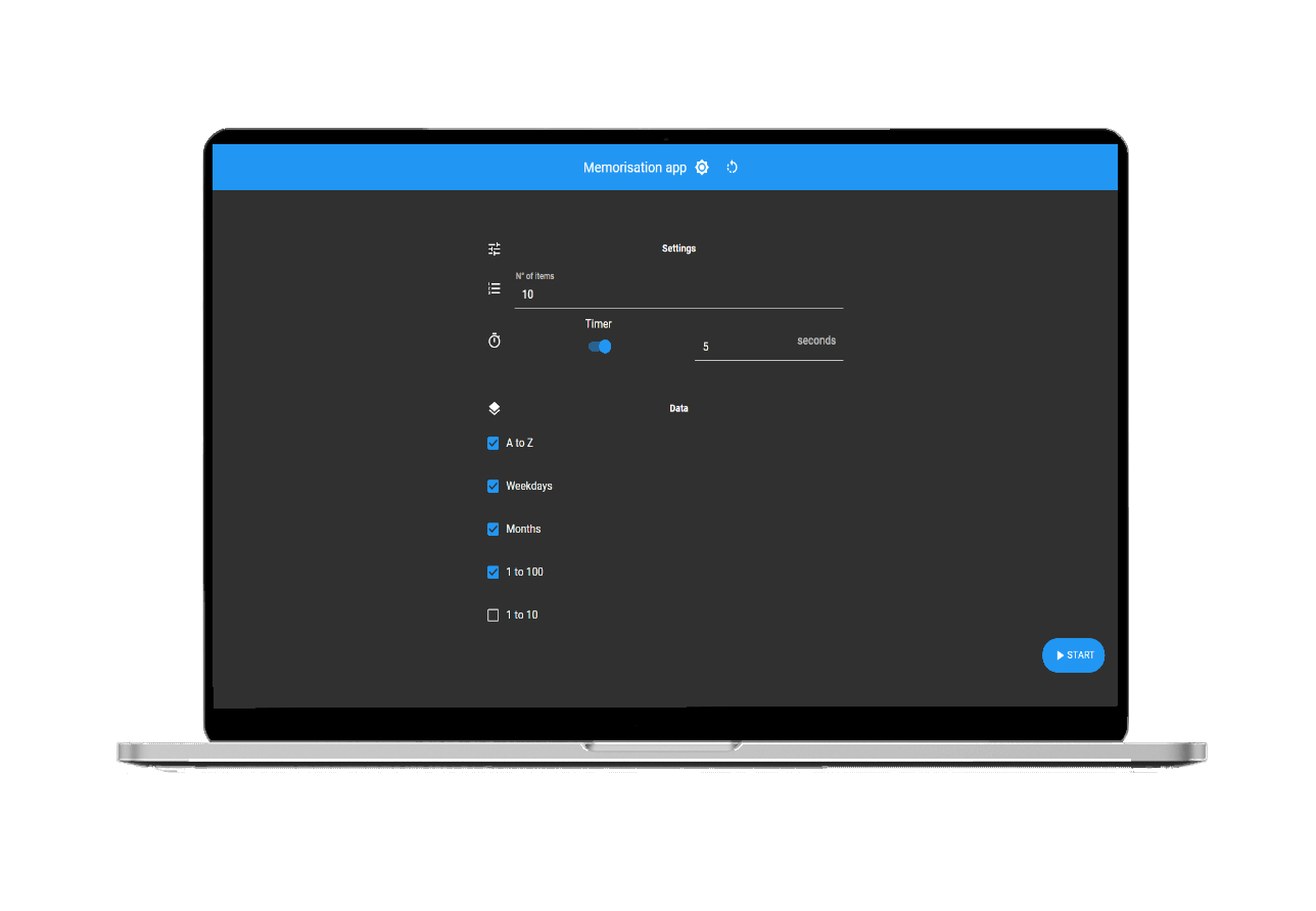 Memorization Test app image